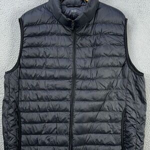 Uniqlo Nylon Vest Puffer Down Mens 3XL Black Full Zip Feather Quilted Sleeveless